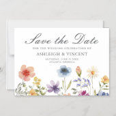 Elegant Spring Wildflowers Save the Date Magnetische Uitnodiging (Voorkant)