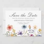 Elegant Spring Wildflowers with Photo Back Save The Date (Voorkant)