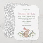 Elegant Spring Woodland Bunny Baby shower Invite Kaart (Voorkant / Achterkant)
