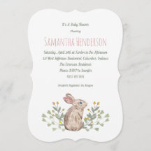 Elegant Spring Woodland Bunny Baby shower Invite