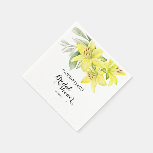Elegant Spring Yellow Lily Floral Vrijgezellenfees Servet (Hoek)
