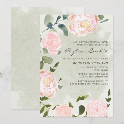 Elegant Springtime Blush Pink Floral Vrijgezellenf Kaart (Voorkant / Achterkant)