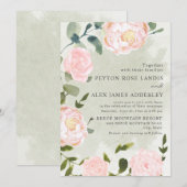 Elegant Springtime Blush Pink Floral Wedding Kaart (Voorkant / Achterkant)