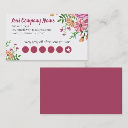 Elegant Springy Floral klantenloyaliteitenkaart Klantenkaartje (Voorkant / Achterkant)