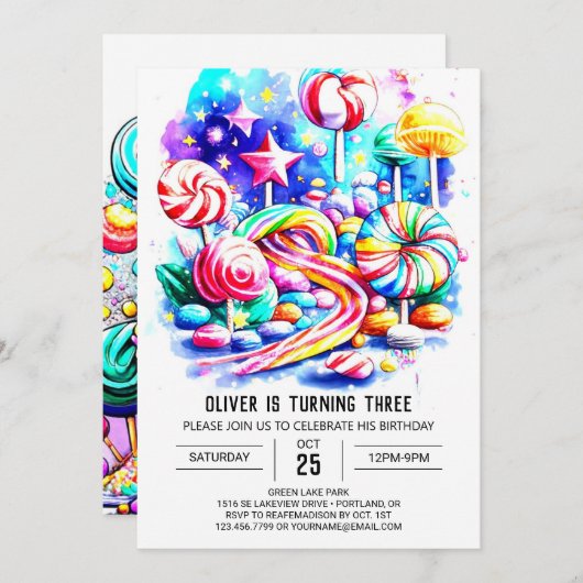 Elegant Sprinkles Snoep Verjaardag Kaart (Voorkant / Achterkant)