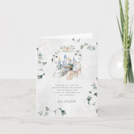 Elegant sprookje | Prinses Verjaardag Bedankkaart (Voorkant)