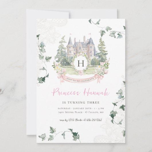 Elegant sprookje | Prinses Verjaardagsfeest Kaart (Voorkant)