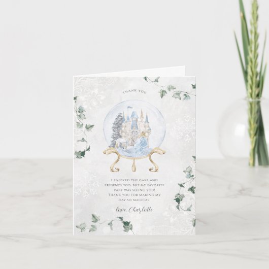 Elegant sprookje | Winter Prinses Verjaardag Bedankkaart (Voorkant)