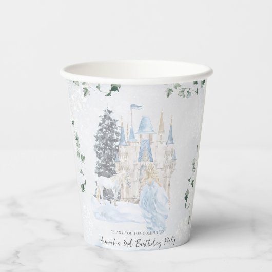 Elegant sprookje | Winter Prinses Verjaardag Papieren Bekers (Achterkant)