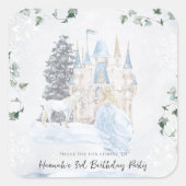 Elegant sprookje | Winter Prinses Verjaardag Vierkante Sticker (Voorkant)