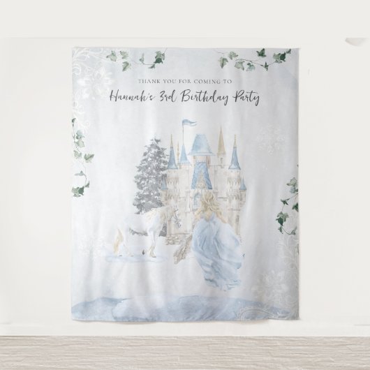 Elegant sprookje | Winter Prinses Verjaardag Wandkleed (Voorkant)