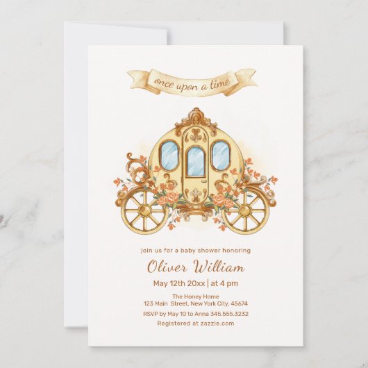 Elegant sprookjesachtige Prince Carriage Baby show Kaart (Voorkant)
