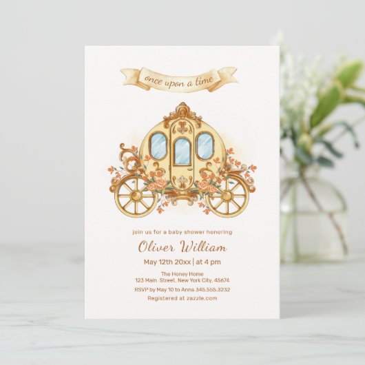 Elegant sprookjesachtige Prince Carriage Baby show Kaart (Staand voorkant)