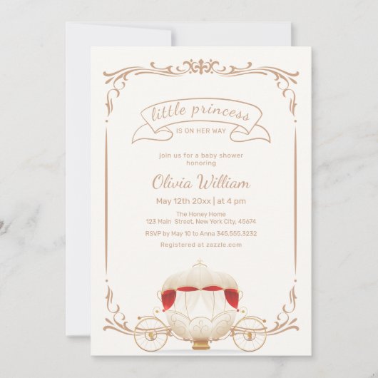 Elegant Sprookjesprinses Carriage Baby shower Kaart (Voorkant)