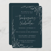 Elegant Spruce Modern Leaf Motif Thanksgiving Kaart (Voorkant / Achterkant)