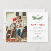 Elegant Spruce New Home Familie Monogram 2 foto's Feestdagenkaart (Voorkant)