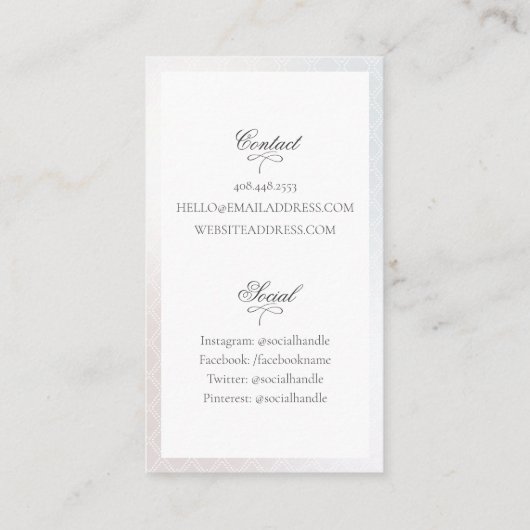 Elegant Spure Silk Pearl Foto Collage Fotografie Visitekaartje (Achterkant)