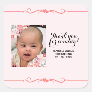 Elegant Square BEDANKT VOOR UW KOMST! doopsel Vierkante Sticker