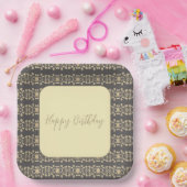 Elegant Square Floral Pattered Papieren Bordje (Feest)