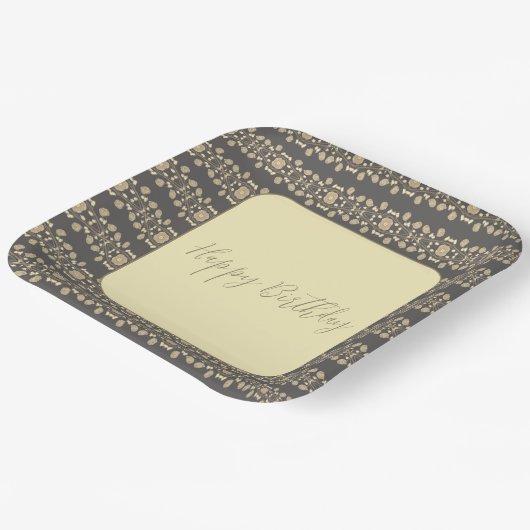 Elegant Square Floral Pattered Papieren Bordje (Gebogen)