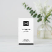Elegant Square Monogram Visitekaartjes (Staand voorkant)