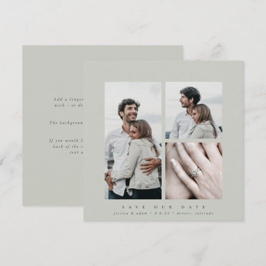 Elegant Square Multi Photo Save The Date (Voorkant / Achterkant)