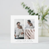 Elegant Square Multi Photo Save The Date (Staand voorkant)