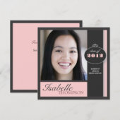 Elegant Square roze Moderne GraduPartij Kaart (Voorkant / Achterkant)