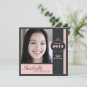 Elegant Square roze Moderne GraduPartij Kaart (Staand voorkant)