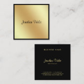 Elegant Square Script Glamor Black en Gold Plain Vierkante Visitekaartje (Voorkant / Achterkant)