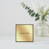 Elegant Square Script Glamor Black en Gold Plain Vierkante Visitekaartje (Staand voorkant)
