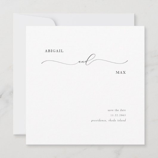 Elegant Square Swash Wedding Save the Date (Voorkant)