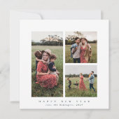 Elegant Square Triple Photo Happy Nieuwjaar Feestdagenkaart (Voorkant)