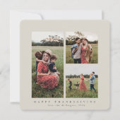 Elegant Square Triple Photo Happy Thanksgiving Kaart (Voorkant)