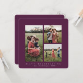 Elegant Square Triple Photo Happy Thanksgiving Kaart (Voorkant / Achterkant in situ)