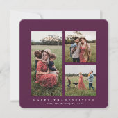 Elegant Square Triple Photo Happy Thanksgiving Kaart (Voorkant)
