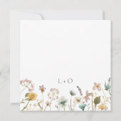 Elegant Square Waterverf Wildflower Wedding Kaart (Achterkant)