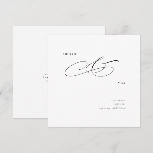 Elegant Square Wedding Save the Date (Voorkant / Achterkant)