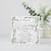 Elegant Square White Damask Wedding Invitation Kaart (Staand voorkant)