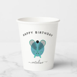 Elegant Squash Rackets & Girls Name Birthday Party Papieren Bekers