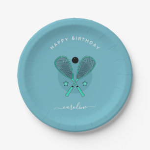 Elegant Squash Rackets & Girls Name Birthday Party Papieren Bordje