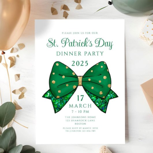 Elegant St. Patrick's Day Dinner Party Kaart
