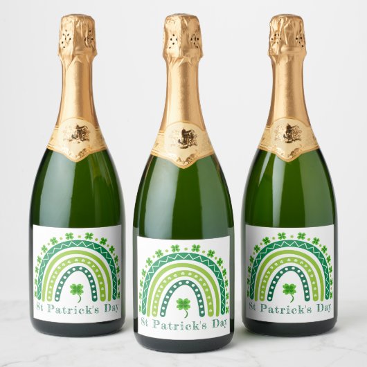 Elegant St. Patrick's Day Feest Sparkling Wijnetiket (Flessen)