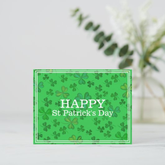 Elegant St. Patrick's Day Klaverpatroon - Groen Briefkaart (Staand voorkant)