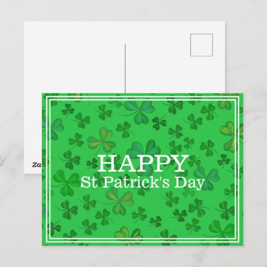 Elegant St. Patrick's Day Klaverpatroon - Groen Briefkaart (Voorkant / Achterkant)