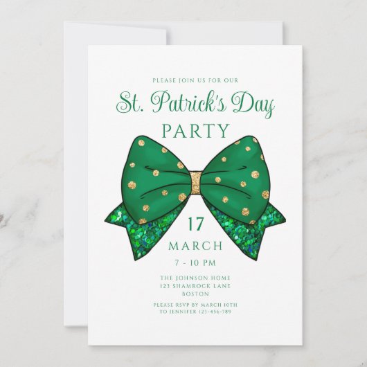 Elegant St. Patrick's Day Party Invitation Kaart (Voorkant)