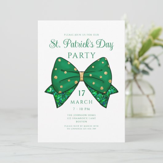 Elegant St. Patrick's Day Party Invitation Kaart (Staand voorkant)
