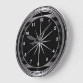 Elegant Staal en Zwarte Strepen Grote Klok (Hoek)
