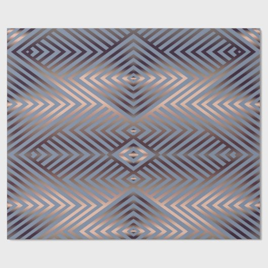 Elegant staalblauw en zandkleurig modern chevron cadeaupapier (Vlak)