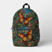 Elegant stain glass butterfly garden bedrukte rugzak (Voorkant)